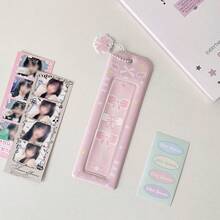 1pc Girl's Life 4-Panel Card Holder, Cute Big Head Sticker Display Card Case, Bowknot Hollow Pendant Card Holder - Four-compartment Card Holder - View 9