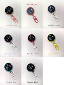 方形/圆形迷你数字时钟吊坠 - 运动设计，LED数字显示挂式怀表吊坠，小巧便携，是圣诞节、复活节、生日、毕业典礼和返校季的理想礼物。 - 多色 - 查看 10