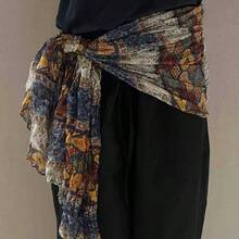 1 Pc Jazz Dance Hip Cover, Hip Scarf, Exotic  Shawl, Scarf, Multi-Functional Belt Accessory, Vintage Niche Waist Chain, Perfect Mother'S Day Gift - 異國咖色長巾 - 查看 5