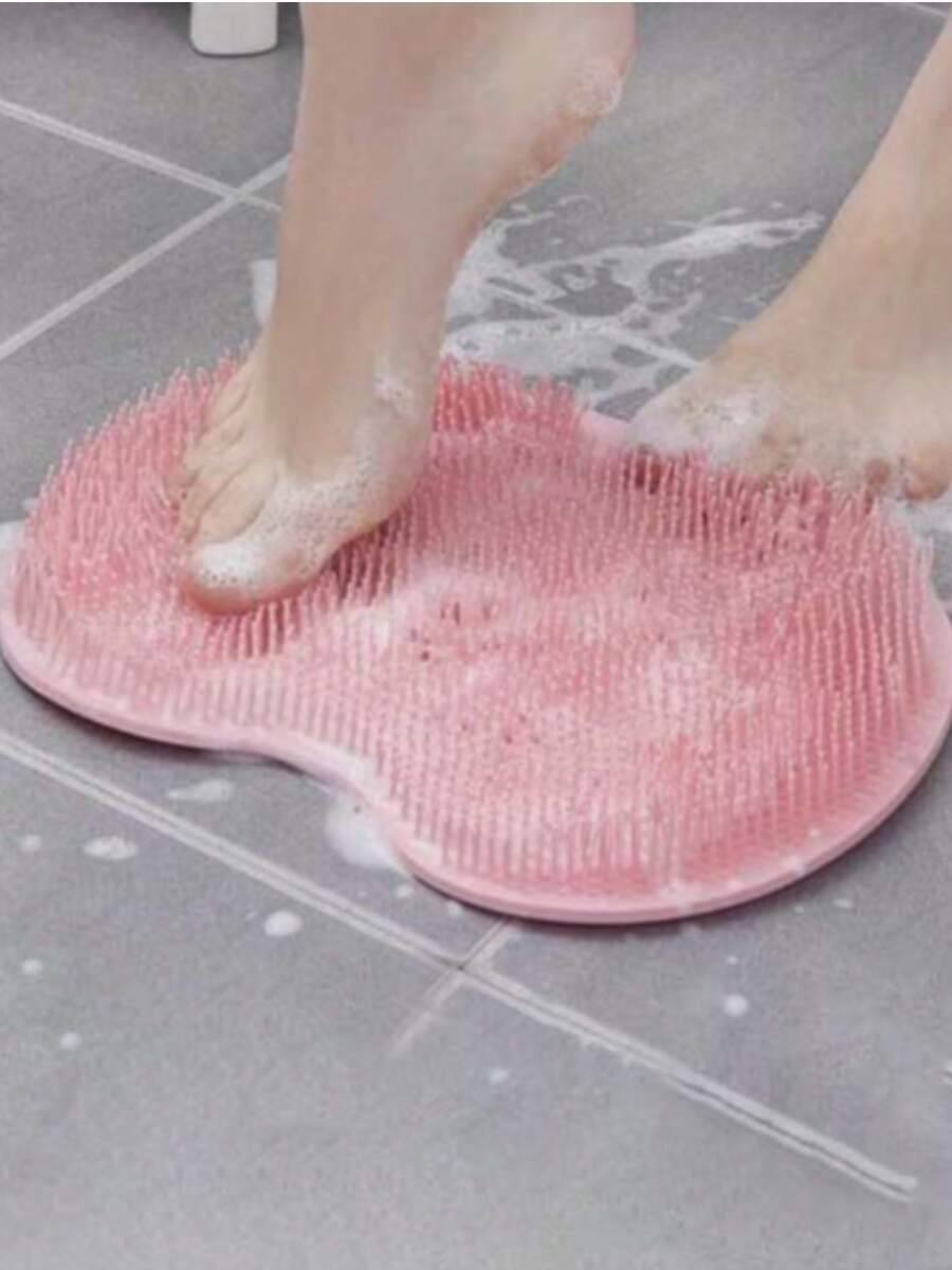 Bàn chải tắm massage chà lưng đa năng cho gia đình, kèm miếng lót chà chân có giác hút chống trượt dùng trong nhà tắm, để rửa chân và tẩy tế bào chết toàn thân - A-Hồng - Xem 1