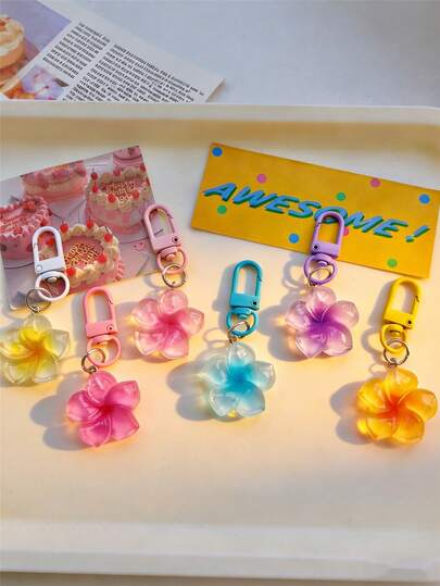 6 pièces/set Porte-clés fleur de marguerite de style bohème en couleur dégradé candy, accessoire polyvalent pour sac, cadeau mémorable pour les amis, porte-clés fleur délicate