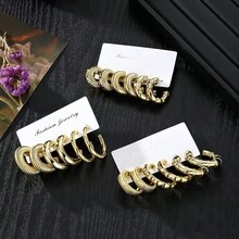 18pcs/Set Minimalist Geometric CCB Earring Set - Gold - View 3