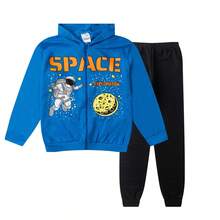 Children's/Teenagers' Winter Fleece Set (Ages 2-14) With Zipper And Hood - Royal Blue - View 4