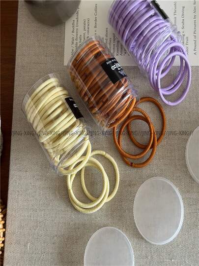 20pcs/Can Elastic Hair Ties, Colorful Ponytail Holders, Suitable For Medium To Thick Hair, Curly Hair