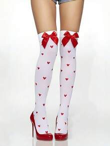 女士紧身丝袜，适合日常穿着 - 紅白色 - 查看 5