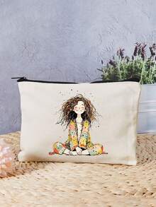 1个可爱女孩图案化妆包，大容量旅行洗漱包 - 母亲节礼物，独特收纳袋，化妆包，节日礼品袋 - 彩色 - 查看 12