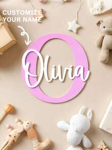 1 bảng tên cá nhân hóa - Bảng tên phòng/cửa chữ kiểu hoa, thích hợp cho phòng trẻ sơ sinh, lễ rửa tội, trang trí phòng trẻ em, có thể tái sử dụng. - Nhiều màu - Xem 1