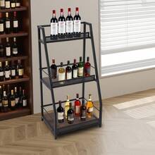 kangten 3-tier Corner Wine Bottle Display Shelf with Fences, Freestanding Wine Rack - Schwarz - Übersicht 10