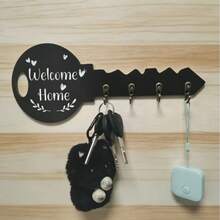 Boho Style Rustic Wooden Key Holder, Creative Porch Key Hook Craft - Multicolor - View 6