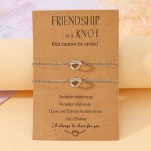 2-4pcs Stainless Steel Friendship Bracelets, Heart Knot Design, Suitable For Long-Distance Girlfriends, Sisters, Couples, Birthday & Christmas Gifts - Silver - View 6