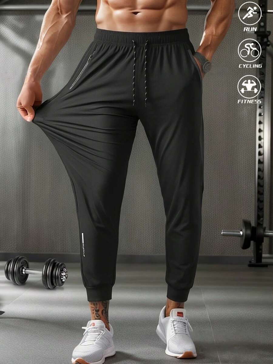 Men's Outdoor Sports Pants, Casual Lightweight Trousers For Spring & Summer, Dirt-Resistant Black - Black - View 1
