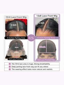 200% Ultra High Density Sleek Straight Wig - 13x6 13x4 HD Lace Front Virgin Human Blended Hair, Pre-Plucked Glueless Frontal Wig For Women, Ultra Full Silky Style & Natural Look, No Glue & Ready To Wear - Natural & Black - View 10