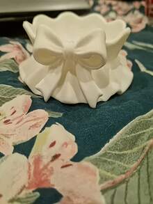 1个3D打印荷叶边蝴蝶结首饰托盘，白色塑料收纳托盘，适用于家庭、书桌、办公室、主题派对、圣诞节、感恩节、情人节、复活节、节日和生日礼物 - 彩色 - 查看 5