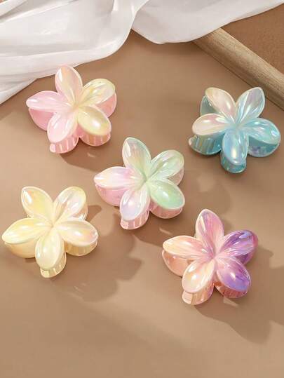 1pc 7.5cm/2.95in Bohemian Electroplated Ombre Daisy Flower Hair Claw Clip, Fashion Hair Claw Hairpin Headpiece, Versatile, Elegant Minimalist, Suitable For Daily, Casual, Party, Beach, Vacation, Hairstyling, Face/Hair Washing, Makeup, Outfit Accessory, Spring/Summer/Autumn/Winter