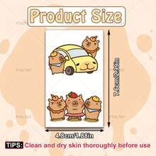 FTVLTAT 30张水豚主题动物临时纹身贴纸，60种独特设计，防水持久，适合动物主题派对、生日礼物，长方形 - 彩色 - 查看 7