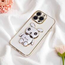 Bunnies 1pc Electroplated TPU Cartoon Rabbit Phone Holder Case Compatible With IPhone 17/6/7/8/X/XS/XR/11/12/13/14/15/16, Galaxy S9/S10/S20/S21/S22/S23/S24/S25, A03/A04/A05/A06/A07/A17/A12/A13/A14/A15/A16/A21S/A22/A23/A24/A25/A31/A32/A33/A34/A35/A50/A51/A52/A53/A54/A55/A71, Note8/9/10, Note 9/10/11/12/13/14/15, 9/12/13C/14c/15cA3/A5, Honor 90/Lite/Magic5 Lite/6 Lite/X6/X7b/X8/X8a/X8b/X9a/X9b, HW P30 Pro/P40 Lite/Y9/Y9p/Y9s, C53 C55, Hot 40i/Smart 8/Spark GO 2024/Spark20/20C/POP8/SMART 9 10 - White - View 3