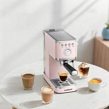 CHULUX 20 Bar Compact Espresso Maker With Powerful Milk Frother, Professional Home Coffee Machine For Cappuccino & Latte, Pink - Pink - View 4