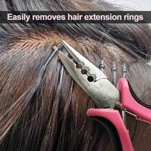 Bộ dụng cụ nối tóc 200 hạt cườm nhỏ màu đen, nâu đậm, nâu nhạt, vàng, 1 kìm bấm hạt cườm, 1 kim móc. - Xem 7