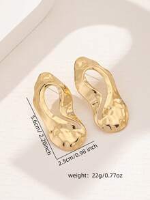 1 Pair Asymmetrical Geometric Hollow Stud Earrings For Women - Yellow Gold - View 2