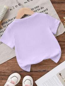 Disney Light Purple Background Minnie Mouse Polka Dot Bow Print Kids' Short Sleeve T-Shirt - Playful And Cute Casual Top - 紫丁香色 - 查看 4
