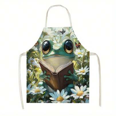1pc Colorful Hummingbird And Flower Pattern Kitchen Apron, Suitable For Kitchen, Living Room, Dining Room, Hotel, Outdoor Barbecue And Other Scenarios, Made Of 100% Polyester, Machine - Washable, Large - Sized Apron