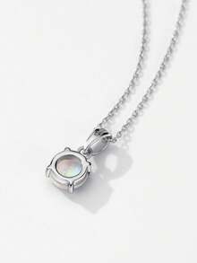 1件 S925 纯银项链 - 来自欧美的优雅奢华圆形澳大利亚宝石时尚单品，一款流行精致的女士项圈。 - 銀色 - 查看 6