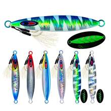 6Pcs Luminous Jig Lure Fast Sinking Jigging Long Casting Lure 40G-200G Metal Bait With Sharp Hooks For Sea Fishing ﻿ - Multicolor - View 1