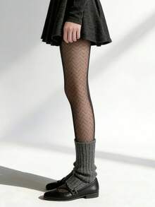 WZ-W11 Black Diamond Mesh Pantyhose - Black - View 2