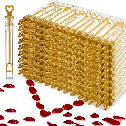 48/36/24支装迷你泡泡棒，金色心形泡泡棒，婚礼礼物，婚礼装饰，派对礼品，主题生日派对，婚礼，夏季户外游戏，室内游戏（不含泡泡液）