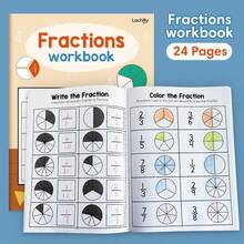 Lachilly 24 pages Cahier d'exercices d'apprentissage des fractions, activités d'appariement et de coloriage de fractions visuelles, convient pour la pratique des mathématiques élémentaires, matériel d'éducation à domicile, cahier d'exercices de mathématiques, essentiel pour les enseignants, fournitures pédagogiques pour l'éducation à domicile - Multicolore - Voir 14