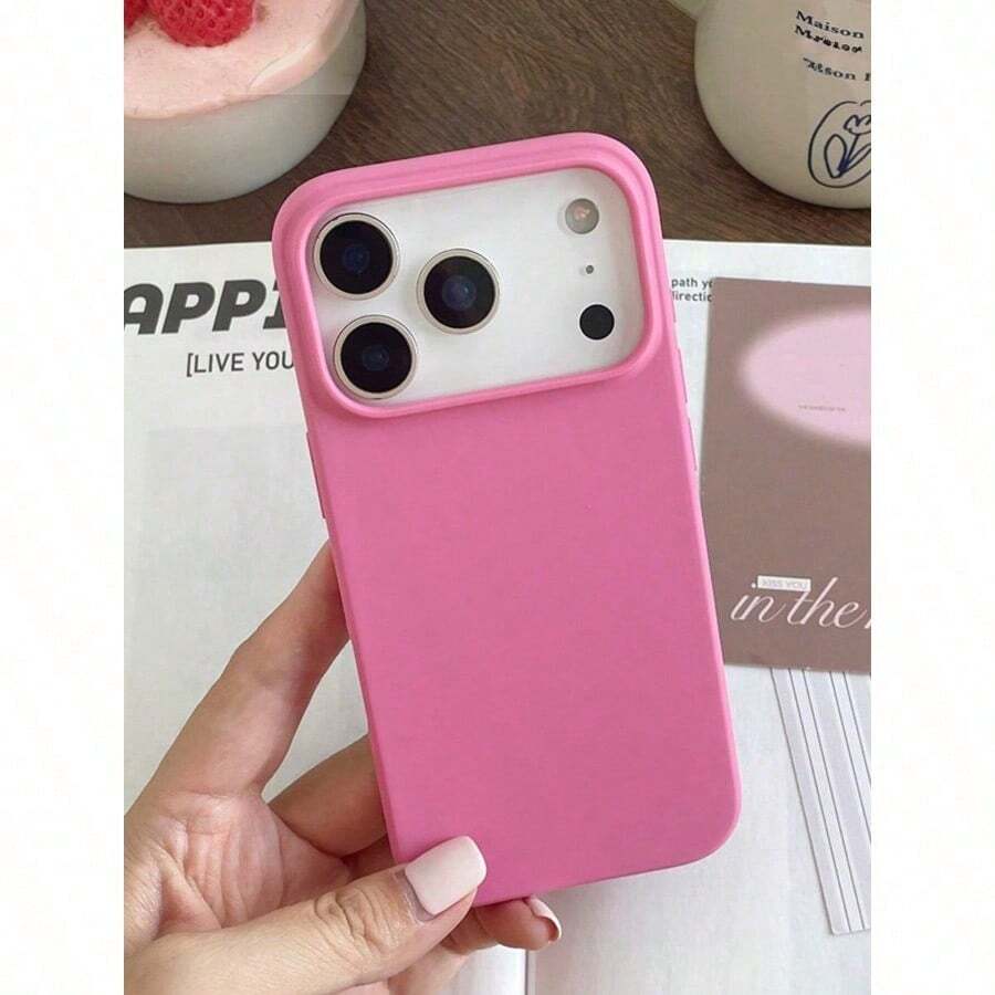 Premium Minimalist White Phone Case Compatible With IPhone 17 Pro Max/17 Pro/17 Air/17/16 Pro Max/16 Pro/16/16 Plus/15/15 Pro Max/15 Pro/15 Plus/11/12/13/14 Pro Max/XS/XR/11 Pro/11 Pro Max/12 Pro/12 Pro Max/13 Pro/13 Pro Max/14 Pro/14 Pro Max/14 Plus, Creative Design For Men And Women - 玫紅色 - 查看 1
