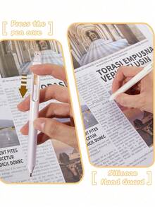 一盒4支装创意猫咪造型0.5mm速干中性笔，速干黑色墨水，轻巧塑料笔身，办公用品黑色中性笔，可爱猫咪珠光闪粉按压式中性笔，书写流畅，适用于办公、日记、猫咪爱好者礼物、新奇文具、创意设计、耐用材质，办公人员专属 - 彩色 - 查看 3