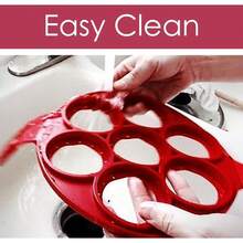 Flip Cooker Pancakes Mold - Silicone Pancake Molds 7 Circles Reusable Non Stick Egg Mold Ring Pancake Maker / - View 5