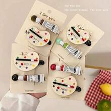 2pcs Cute Artificial Art Watercolor Pigment ,Mini Hair Claw Clips  Bb Clip Side Bangs Clip Headpiece Hairpin - 2 cái màu xanh lá cây - Xem 5