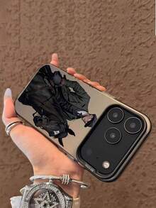 1pc Illustration Gentleman Suit Pattern Phone Case, Matte Anti-Fall Protective Camera Phone Protective Cover, Compatible With IPhone, Compatible With Galaxy - Multicolor - View 5