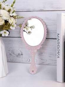 1pc - Vintage Handheld Makeup Mirror - Floral Engraved Coated Makeup Mirror, Retro European Pattern Handheld Travel Mirror Suitable For Handbags And Vanity, Rose Gold Makeup Mirror, Creative Gift For Brides, Teenagers And Vintage Enthusiasts - White - View 16