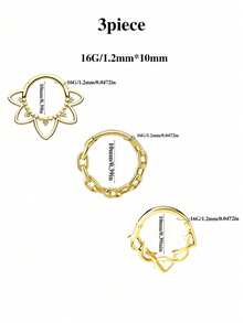 1 chiếc khuyên mũi/sụn tai dạng vòng phân đoạn bằng thép không gỉ 316L cỡ 16G, trang sức xỏ khuyên không gây dị ứng, có màu vàng và bạc, phù hợp với nhiều kiểu xỏ khuyên như khuyên mũi, khuyên sụn tai, khuyên tai daith, khuyên tai helix, v.v. Thích hợp để đeo hàng ngày. - 1 cái - Xem 22