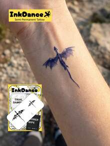 1套“Ink Soar”科技纹身贴纸，半永久纹身，临时纹身，持久耐用，防水，小飞龙图案，逼真纹身效果，植物基 X209 - 黑色 - 查看 7