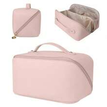 Customizable Large Capacity PU Leather Cosmetic Bag Personalized Travel Toiletry Bag With Handle And Multi-Pocket Interior - Multicolor - View 12