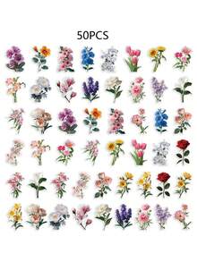50 Peças Adesivos Botânicos Vintage, Flores em Aquarela Pintadas à Mão, Cores Pastel Suaves para Scrapbooking e Decoração de Primavera, Suprimentos de Papelaria Adesivos Suprimentos de Scrapbook Adesivos Engraçados Kindle - história de flores - Visão 9