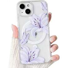 1pc 1pc DNITITOP Compatible With  13/14 Case Clear Magnetic Compatible With MagSafe Cute Lily Flowers Floral For Women Girls Hard PC Back Shockproof Protective Phone Cover Purple Summer  17 Pro Max Case  17 Case  17 Pro Case Phone Cases  Case  17 Plus Case Clear Phone Case  15 Case  16 Case  16 Plus Case Summer  17 Pro Max Case  17 Case  17 Pro Case Phone Cases  Case  17 Plus Case Clear Phone Case  15 Case  16 Case  16 Plus Case - 1pc - 查看 2