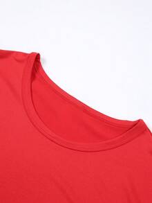 This -Licensed Women's Summer Cotton T-Shirt Features A Relaxed  Print On The Front, Themed Around  2026 Travel Theme, Creating A Lively Party Atmosphere. Perfect For Taking Photos At Disneyland, As A Travel Souvenir, For Everyday Casual Wear, Or For Matching Family Outfits. It Also Makes An Ideal Valentine's Day Gift For Friends And Family. Men's And Women's Clothing, New Spring Style, Comfortable And Skin-Friendly, Suitable For Outdoor Wear. - Red - View 2