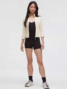 Lululemon Define Jackets For Yoga Gym Running-Sweat-Wicking-Yoga-All Seasons Sport-Spring/Summer-Autumn/Winter-Back To School - Light Ivory/Gold/Gold - 查看 2