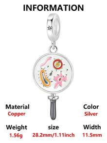 1pc Delicate Niche Design Bacteria Bead Pendant, Versatile DIY Bracelet Necklace Gift - Silver - View 4