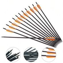 12Pcs Crossbow Bolts Carbon Arrows 20 Inch Hunting Archery Crossbow Arrows With Half Moon Nocks 125 Grain Removable Tips - Orange - View 3