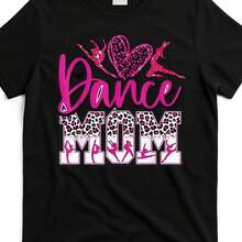 Women's Dance Mom Graphic T-Shirt - Soft Breathable Cotton Crewneck Tee With Pink Ballet & Hearts - Lightweight Dance Recital Outfit Mother's Day Gift - 黑色 - 查看 1
