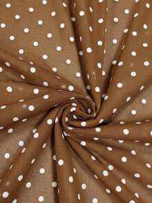 Women's Polka Dot Pattern Double-Layer Mesh Bodycon Straight Skirt, Fitted Beach Vacation Dress, Spring/Summer - Brown - View 6