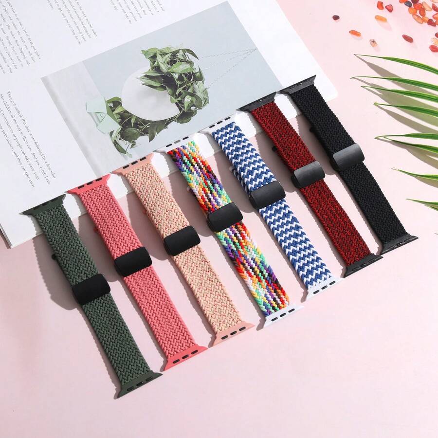Folding Magnetic Buckle Strap For Apple Watch 11, 10, Series 9, 8, SE, 5, 6, 7 - 46mm, 42mm, 45mm, Ultra 49mm, 44mm, 41mm Braided Bracelet Band - Multicolor - View 1
