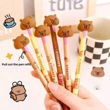 12/24/36pcs Cartoon Capybara Erasable Pen & Refill Set, Gel Pen, Suitable For Writing, Drawing, Highlighting, Marking, School & Office Supplies, Back To School Gift, Birthday Gift, Gift Filler - Sets - View 2