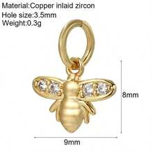 1件铜质极简主义个性化嘻哈动物海龟豹迷你吊坠，DIY手链项链耳环首饰配件 - 彩色 - 查看 28